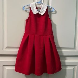 Girls Copper Key Red sleeveless dress with white lace collar size 5